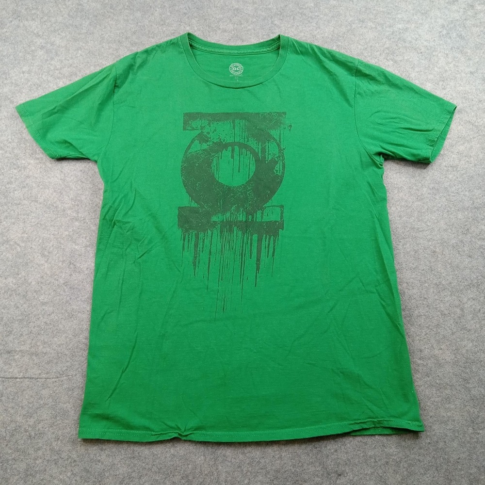 Green Lantern Shirt Mens Large Green DC Comics Originals Logo Graphic Tee Cotton